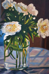 Sunlit Flowers in Glass Vase