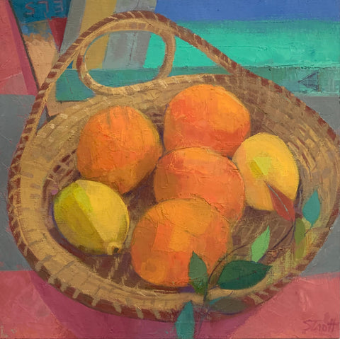 Oranges in Sweetgrass Basket
