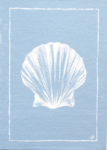 Petite Scallop Shell on Blue