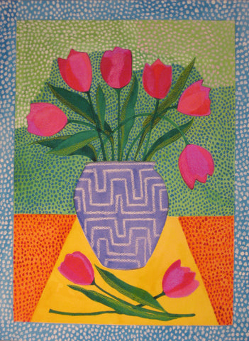 Tulips on Green Background